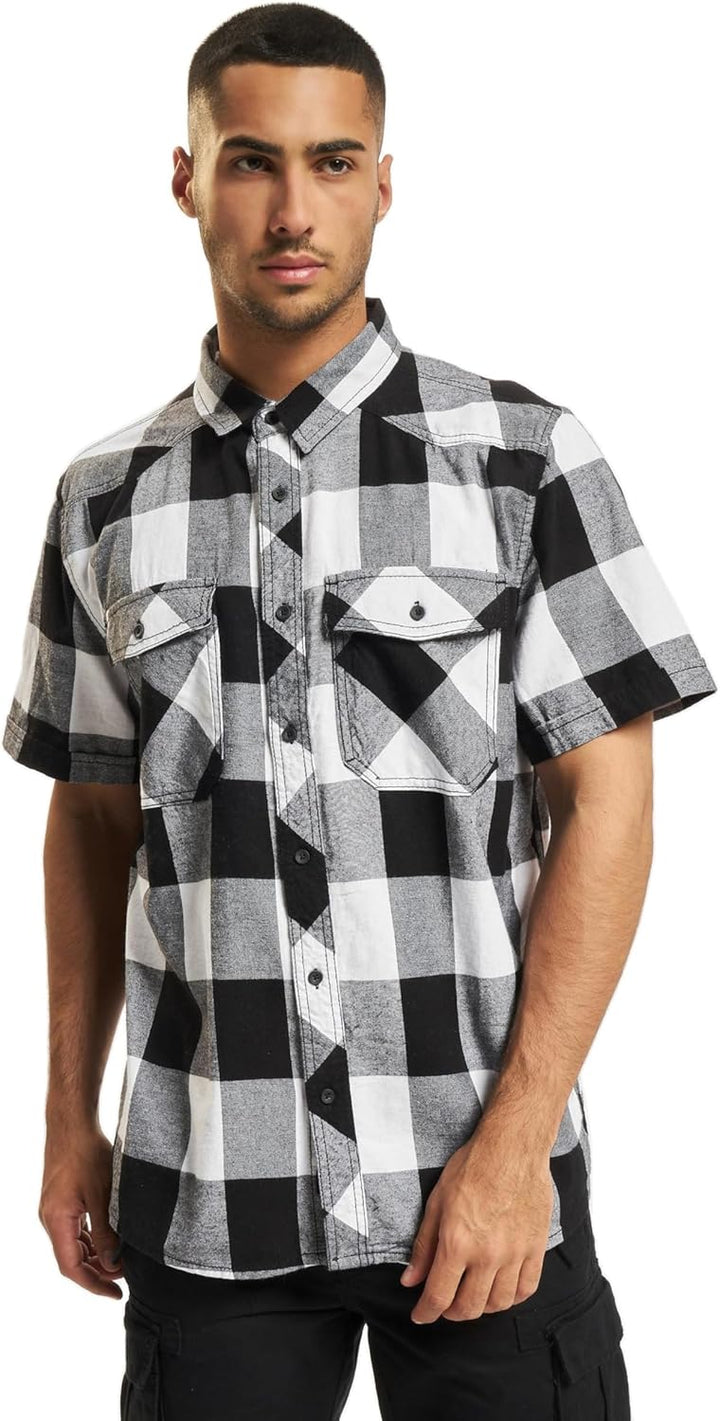 Brandit Check Shirt Herren Kurzarm Single Hemd XXL Weiss-schwarz, Single Hemd XXL Weiss-schwarz