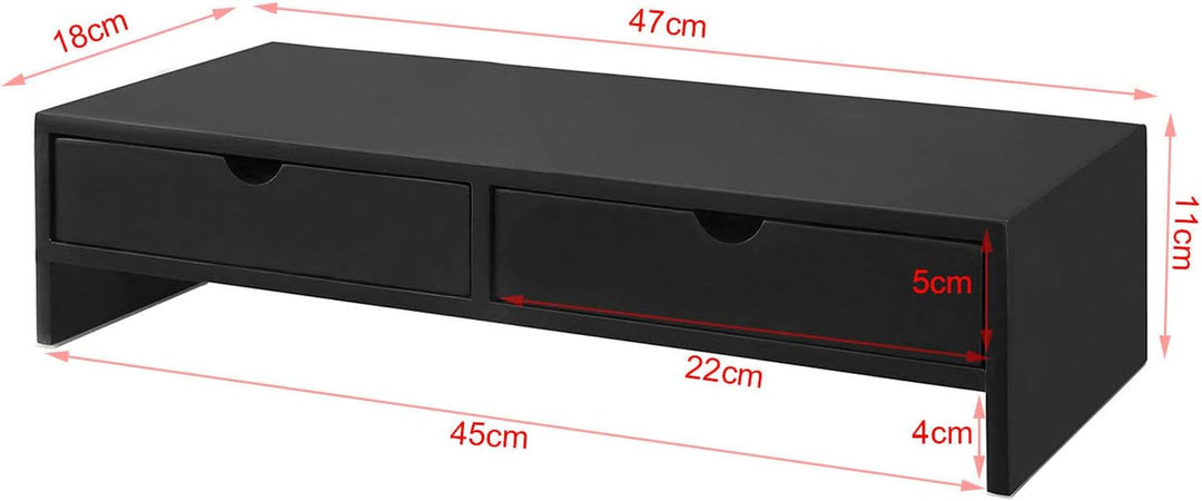 SoBuy Schreibtisch Organizer, Monitorständer mit 2 Schubladen, Monitorerhöhung für Schreibtisch, Mon
