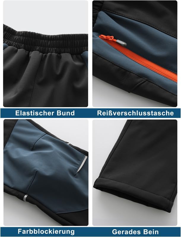 Zzkouine Kinder Softshellhose Schneehose Thermohose Hosen Jungen Mädchen Winterhose Outdoorhose Wand