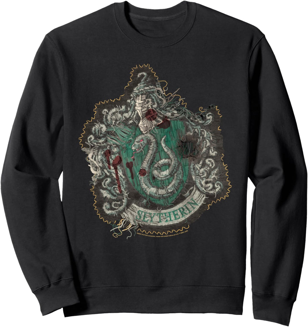 Harry Potter Slytherin Knitted Patch Damaged Sweatshirt