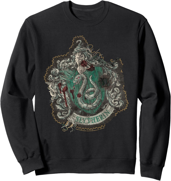 Harry Potter Slytherin Knitted Patch Damaged Sweatshirt