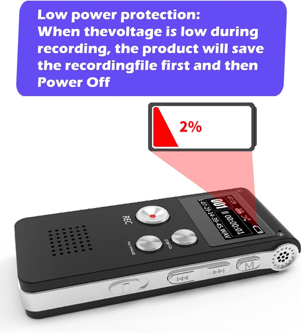 Digitales Diktiergerät, 32GB, Mini-Aufnahmegerät, unterstützt 30 Stunden kontinuierliche Aufnahme, w