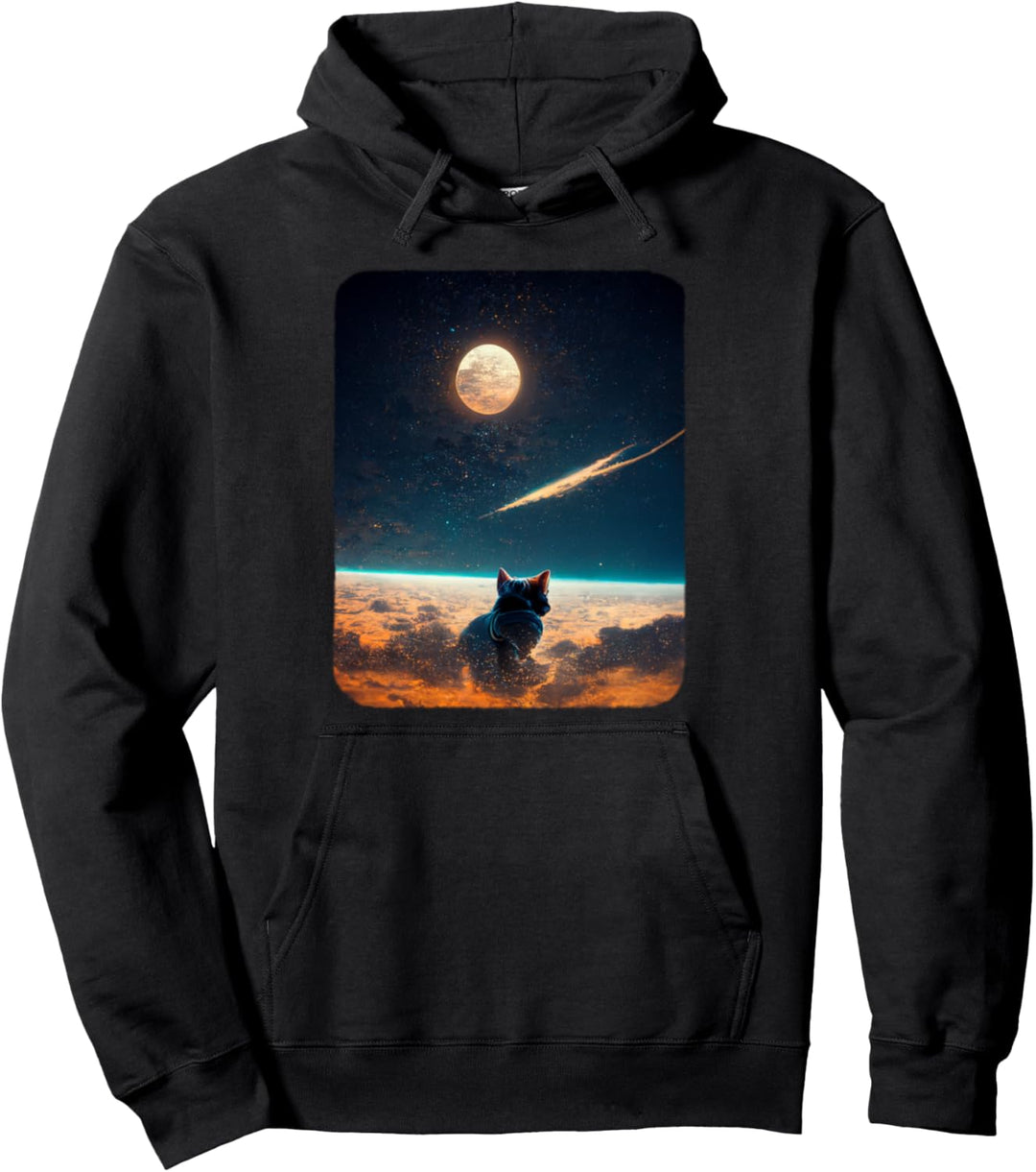 Space Cat Hoodie Cosmic Cute Cat in Space Ästhetische Katze Pullover Hoodie