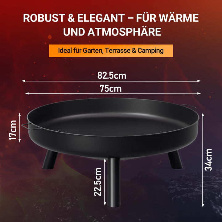 Peviasot Feuerschale, Feuerkorb Ø 80 cm, Feuerschalen für den Garten mit 3 Abnehmbaren Beinen und Gr