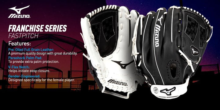 Mizuno Franchise Fastpitch Softballhandschuh Serie Linke Hand Wurf 30,5 cm Schwarz, Linke Hand Wurf