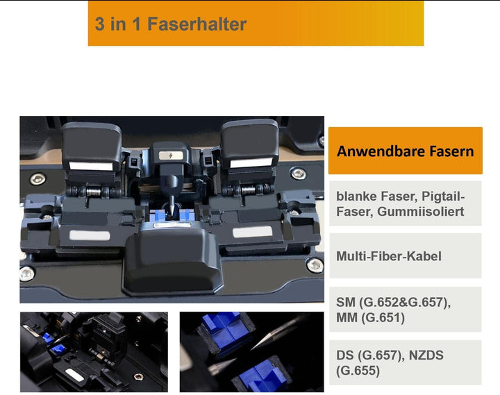 Glasfaser Spleissgerät AI-9 Kernausrichtung Autofokus 5 Sek. Spleissen 15 Sek. Heizung, LWL Spleissg