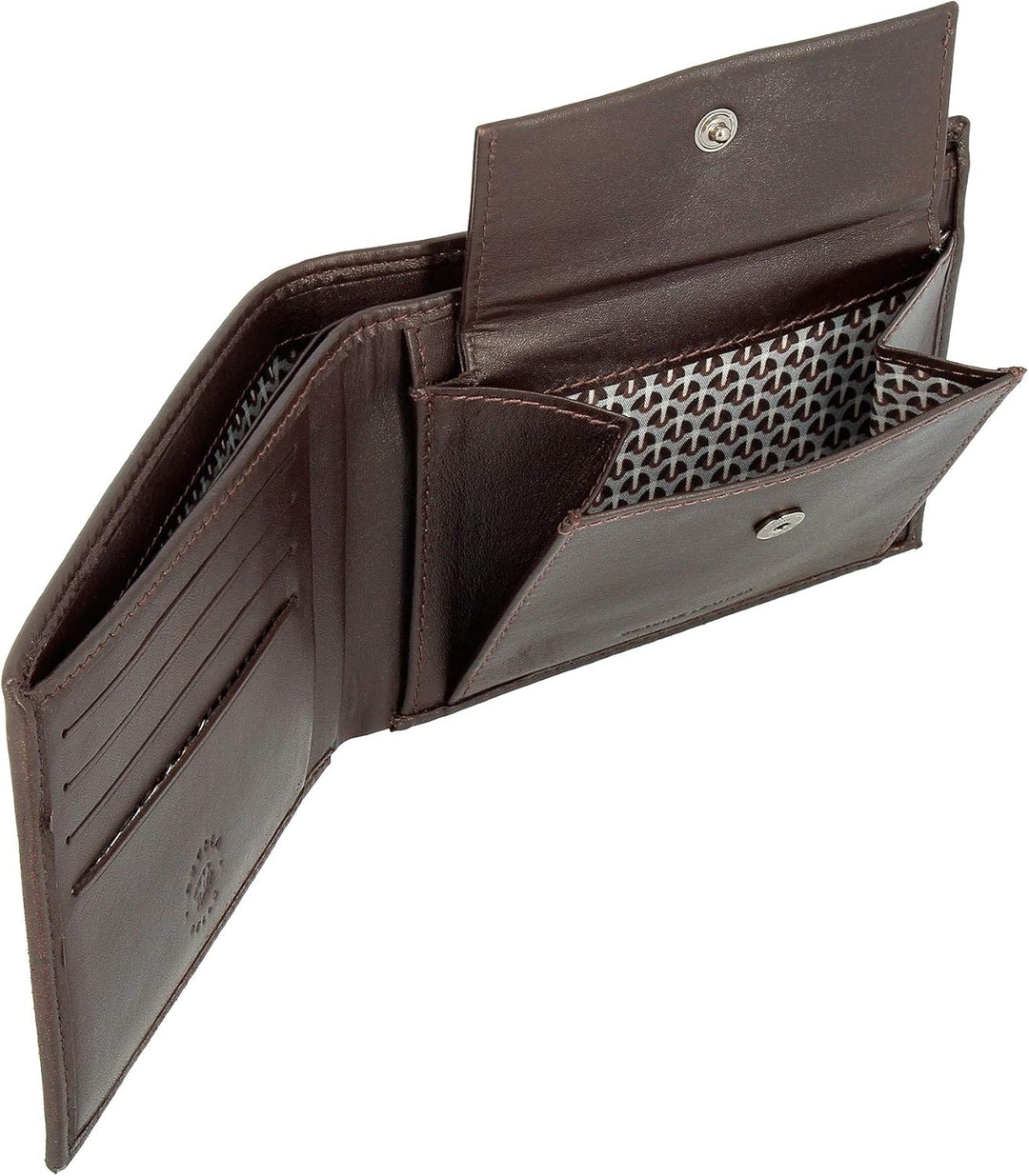 Nuvola Pelle Herren Brieftasche Slim flach aus Nappaleder mit Münzabteil und Kartenfächern Dunkelbra