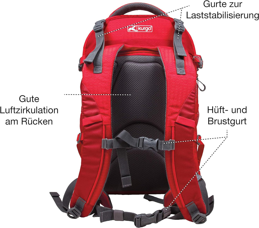Kurgo G-Train Rucksack, Mit integriertem Hundefach, Wasserfester Boden, Mit Flaschenhaltern, Für Hau