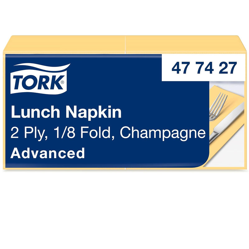 Tork 477427 champagnerfarbene Lunchservietten 1/8 gefaltet / 2-lagige Papierservietten für Snacks &