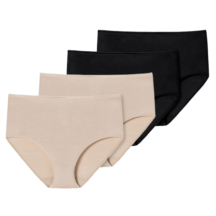 Schiesser Damen 2 PACK Midi Slip Unterwäsche - Modal Essentials, 38 2 X Schwarz / 2 X Sand
