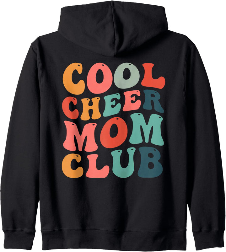 Cool Cheer Mom Club groovy Vorder- und Rückseite Kapuzenjacke