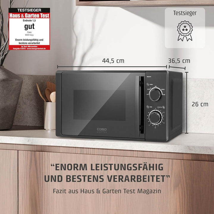 CASO | M20 EASY Mikrowelle | einfache Bedienung, 20 L Garraum, 700 Watt Leistung, Drehteller Ø 25,5c