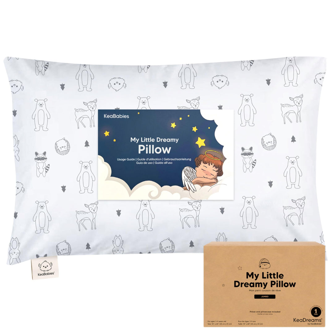 KeaBabies Kinderkissen mit Kissenbezug – 51X35cm Kinderkissen ab 2 Jahren, Waschbares, Weiches Bio-,