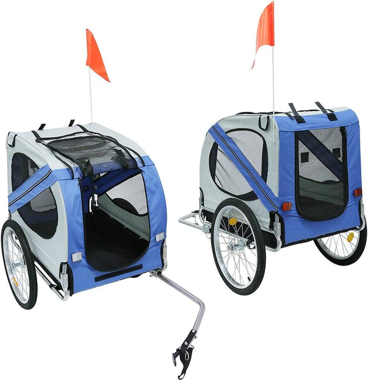 Fahrradanhänger, Fahrrad Anhänger für Hunde, Hundefahrradanhänger mit Reflektoren &amp; Lleine, Hundebug