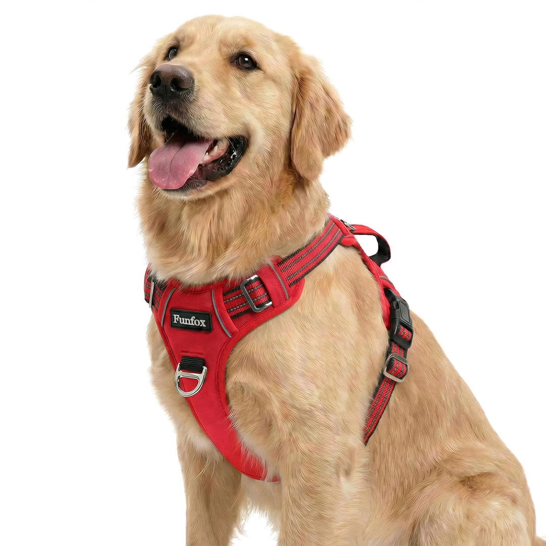 Funfox Hundegeschirr für Grosse Hunde No Pull Geschirr Einstellbar Anti Zug Sicherheitsgeschirr Hund