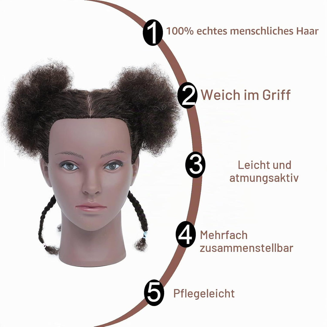 Ausbildung Kopf African American mit 100% Echthaar Schaufensterpuppe Kopf Kosmetologie Afro Haar Man