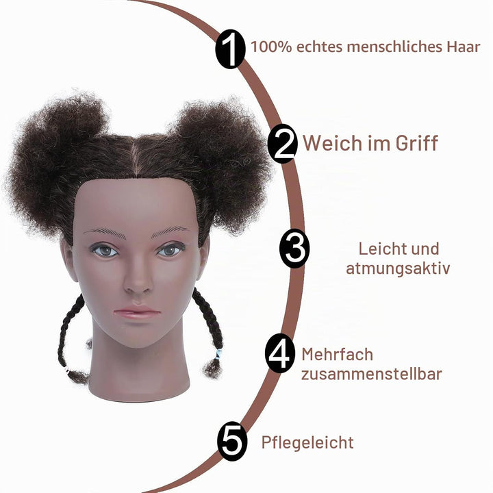 Ausbildung Kopf African American mit 100% Echthaar Schaufensterpuppe Kopf Kosmetologie Afro Haar Man