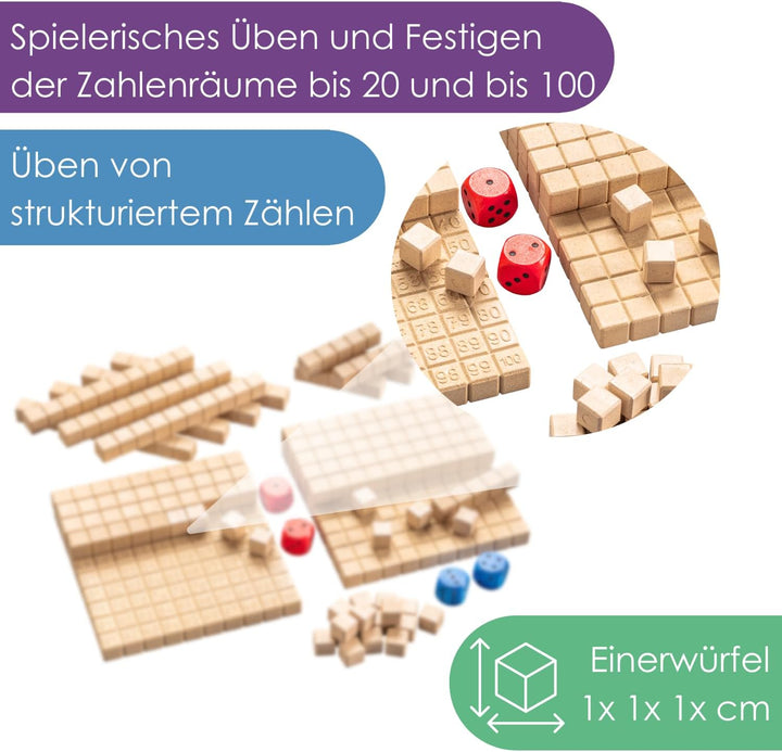 WISSNER® Mathespiel Hunderterraum aus RE-Wood® - Nachhaltiges Lernspiel für Kinder- Made in Germany