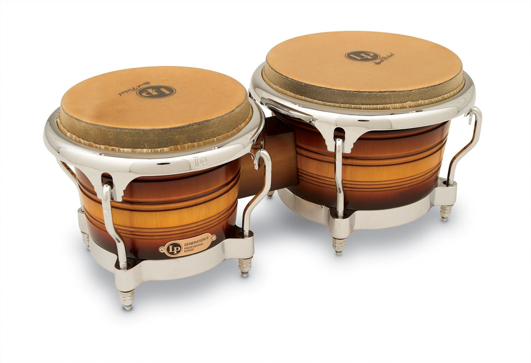 LP Latin Percussion LP813608 Generation II Wood Bongo Matte Sunburst Comfort Curve II Antique Sunbur