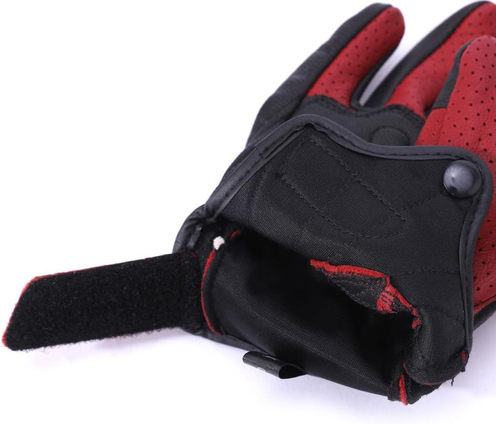 Harssidanzar Herren Motorradhandschuhe Ziegenleder Vollfinger Atmungsaktives und Perforiertes Design