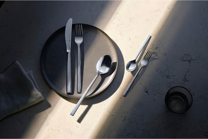 WMF Sonic Besteck Set 12 Personen, 66 teilig, 60 Teile mit Servierbesteck, Hohlheftmesser, Cromargan