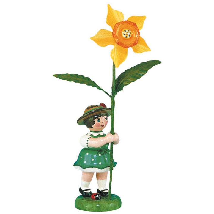 Hubrig Blumenmädchen 11cm Blumenkind mit Narzisse Erzgebirge