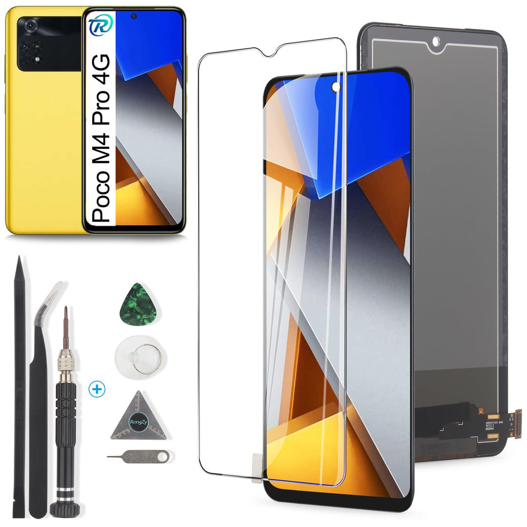 RongZy Kompatibel mit Xiaomi Poco M4 Pro 4G MZB0B5VIN Ersatz Bildschirm LCD Display und Touchscreen-