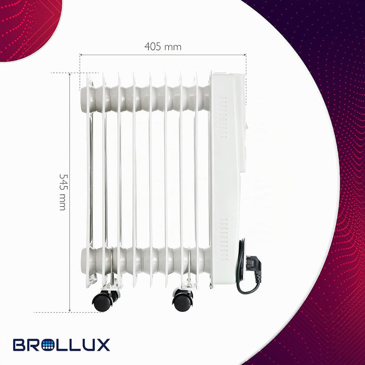 Brollux Ölheizung elektrisch 2000W OH-09 Ölradiator Elektroheizung 9 Lamellen mobiler Elektroheizkör