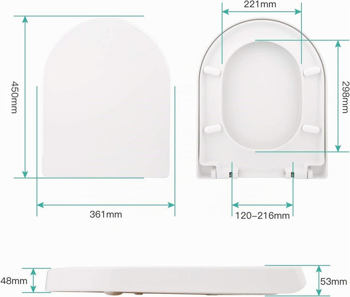 Himimi Toilettendeckel, WC Sitz mit Absenkautomatik, Antibakterielle PP Klobrille D-Form mit Quick-R