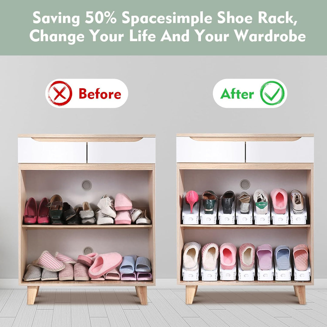 Einstellbare Schuhregale,24 Stück Schuhstapler/Schuhhalter Set,Schuhorganizer,Doppelschicht Schuhsta