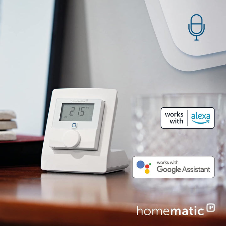 Homematic IP Smart Home Wandthermostat mit Luftfeuchtigkeitssensor + Tischaufsteller, digitales Ther