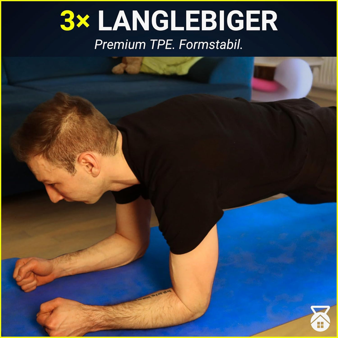 premium Fitnessmatte rutschfest 200cm lang - Sportmatte Yogamatte Gymnastikmatte umweltfreundlich -