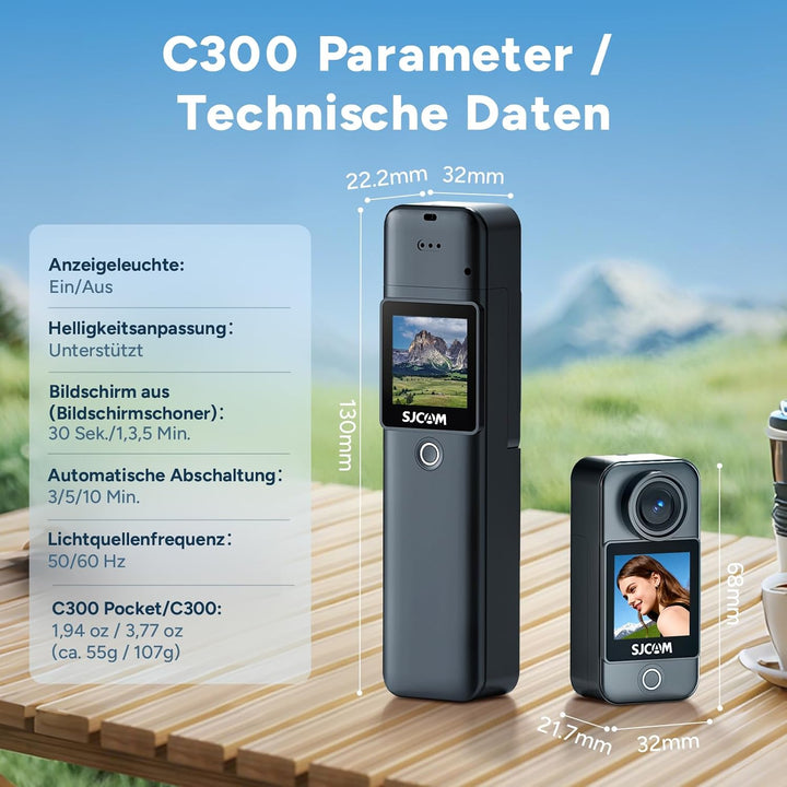 SJCAM C300 Vlog Combo (64GB)-4K/30FPS Vlog Kamera,460 Min. Akkulaufzeit Action Cam,6-Achsen Stabilis