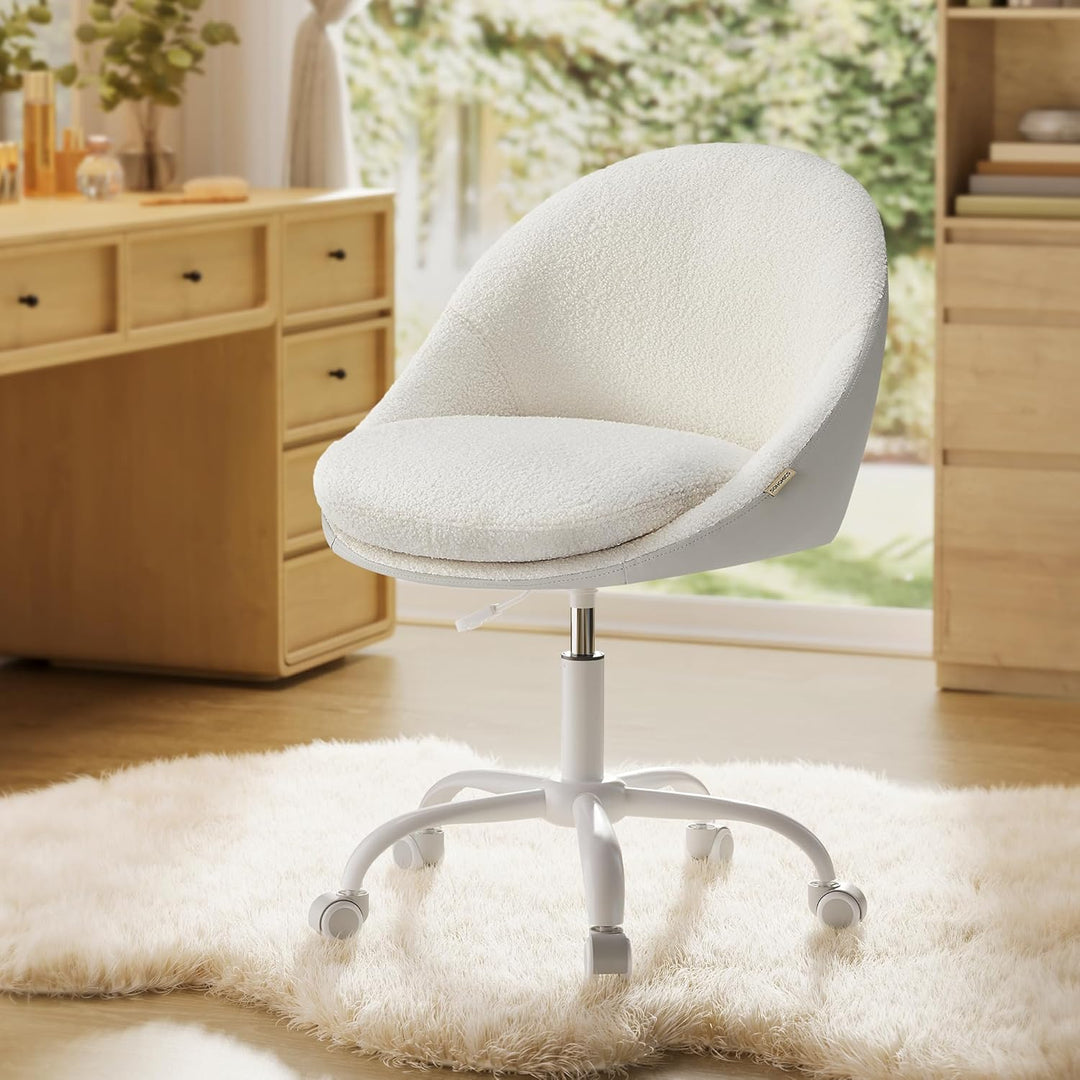 SONGMICS Homeoffice Stuhl, Drehstuhl aus Sherpa, Schreibtischstuhl, Schaumstoffpolsterung, höhenvers