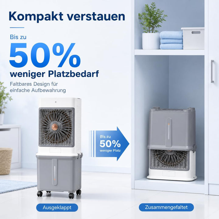 Verdunstungskühler mit Gross 35L Wassertank Fernbedienung, Timer, H 85cm