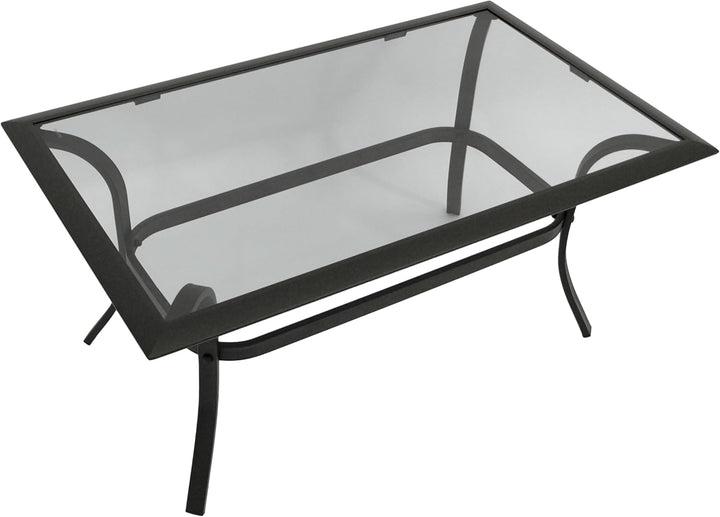 DEGAMO Beistelltisch Zagreb 102x61x48cm, Stahl schwarz, Tischplatte Glas grau getönt, Indoor und Out