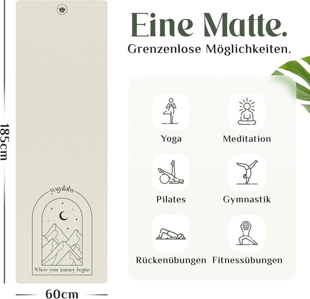 Premium Yoga-Matte aus hautfreundlichem ECO TPE-Material 185 x 60 x 0,6cm (gross) - Boho Style Gymna