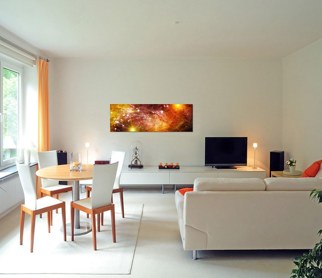 Paul Sinus Art Panoramabild auf Leinwand und Keilrahmen 150x50cm Weltraum Galaxie Sterne Planet