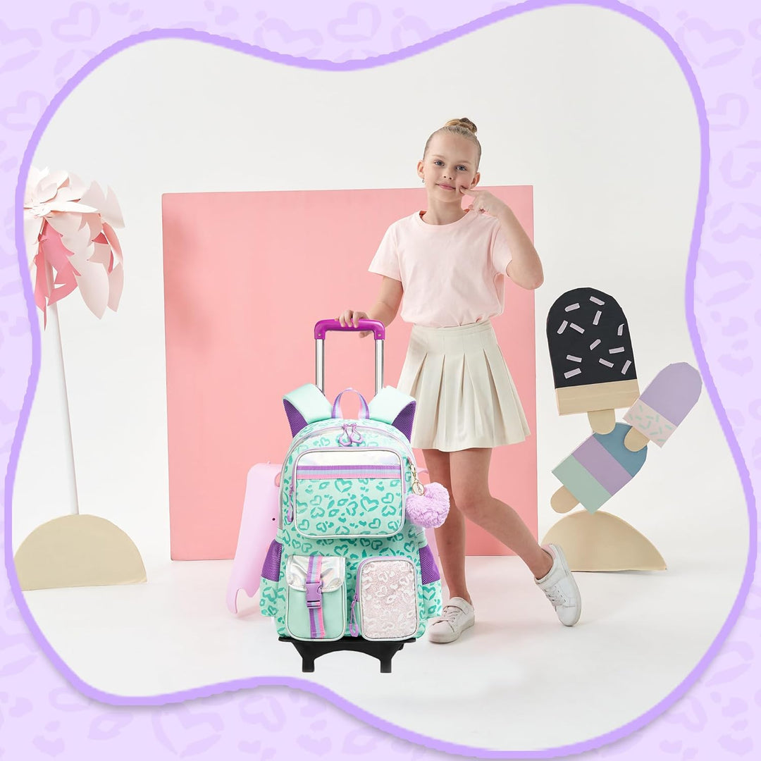 Schulranzen Mit Rollen Kinder Trolley Rucksack Mädchen Rolling Reisegepäck Kinderkoffer Schulrucksac