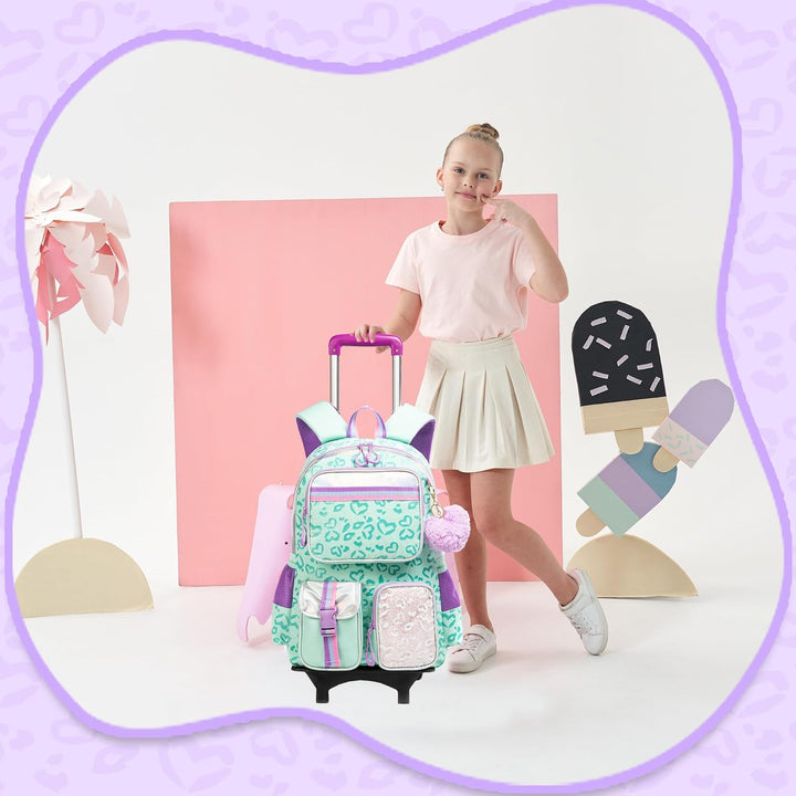 Schulranzen Mit Rollen Kinder Trolley Rucksack Mädchen Rolling Reisegepäck Kinderkoffer Schulrucksac