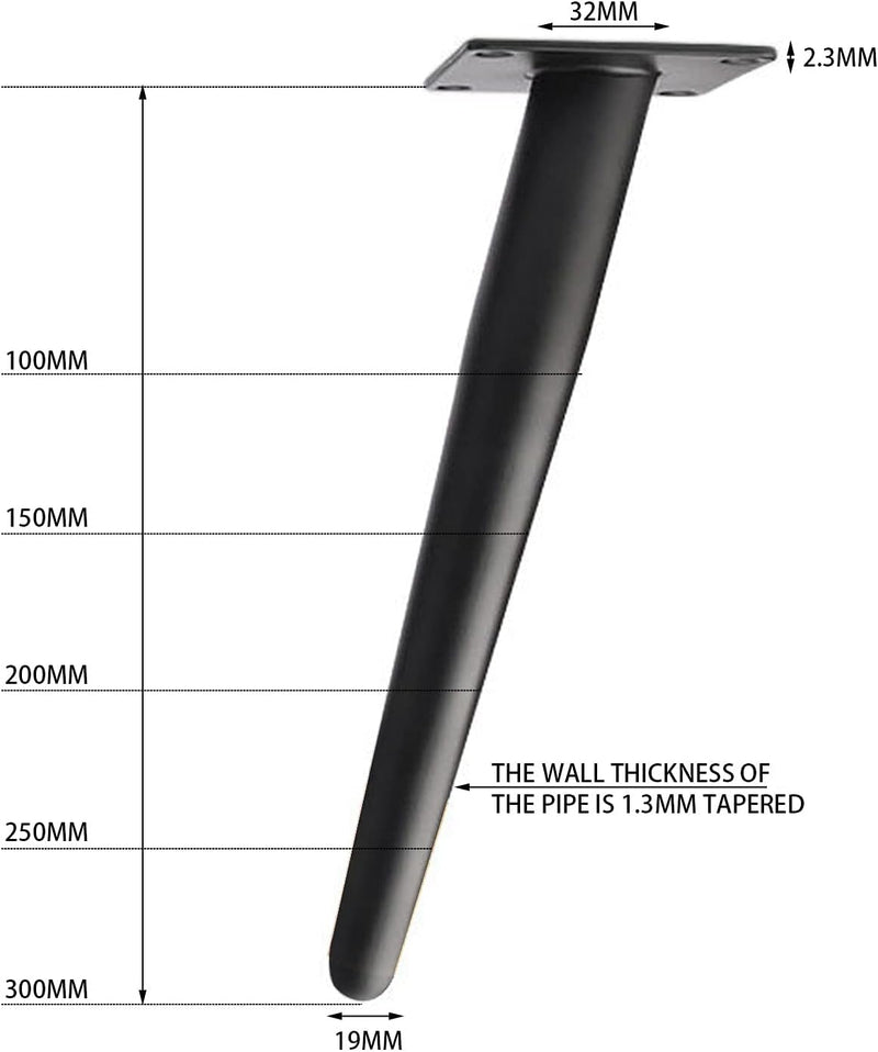 4 Stück Möbelfüsse Eisen Konisch Möbelbeine Schräge Tischbeine Tischbeine Schrankbeine Sofafuss Sock
