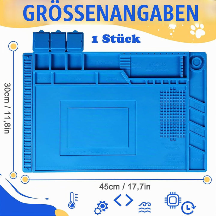 Magnetische Lötmatte, 500℃ Hitzebeständig Reparaturmatte, 45 x 30 cm Lötmatte Antistatische Reparatu