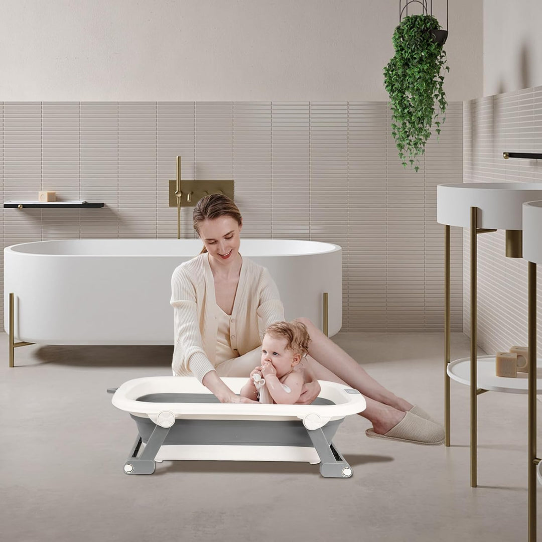 __PLACEHOLDER_BRAND_0__ Faltbare Babybadewanne XXL, mit Temperaturanzeige, Duschkissen, Duschstecker