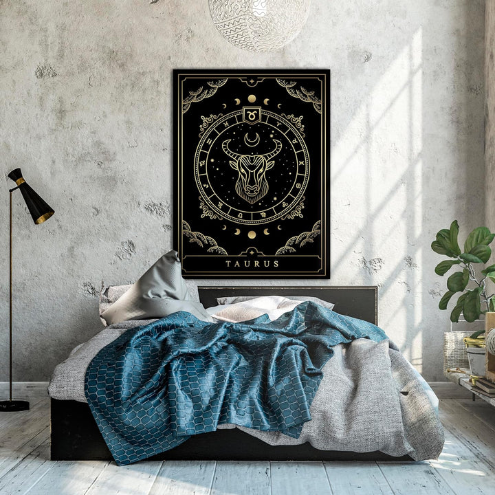 wandmotiv24 Leinwandbild Sternzeichen, 80x60cm, Hochformat, Stier, Astrologie, Deko, Bilder auf Lein