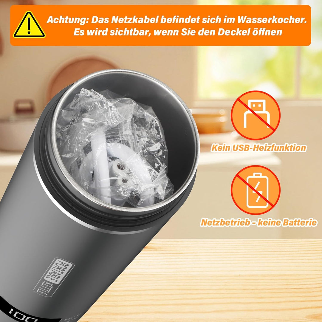 Elektrischer Reisewasserkocher Klein 500ML, Kleiner Wasserkocher Reise Schnelles Kochwasser Mini -Wa