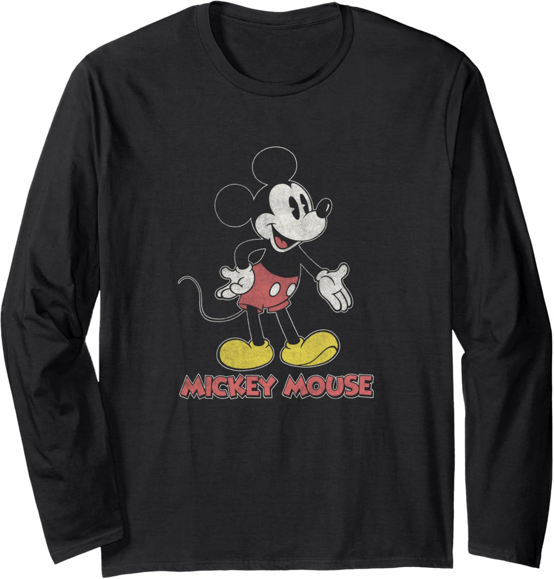 Disney Micky Maus Portraitlogo im Used-Look Langarmshirt