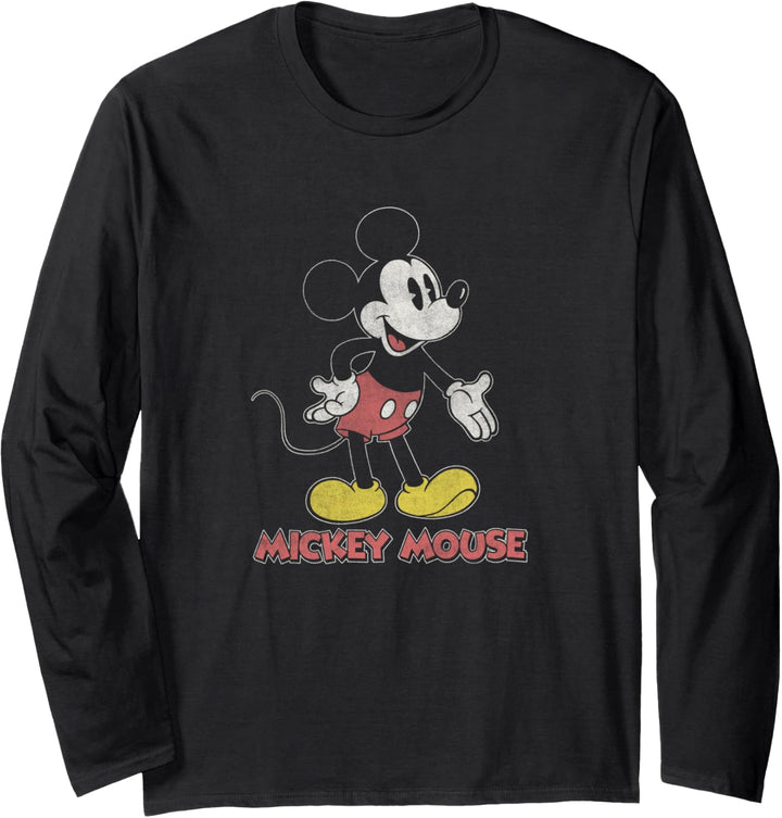 Disney Micky Maus Portraitlogo im Used-Look Langarmshirt