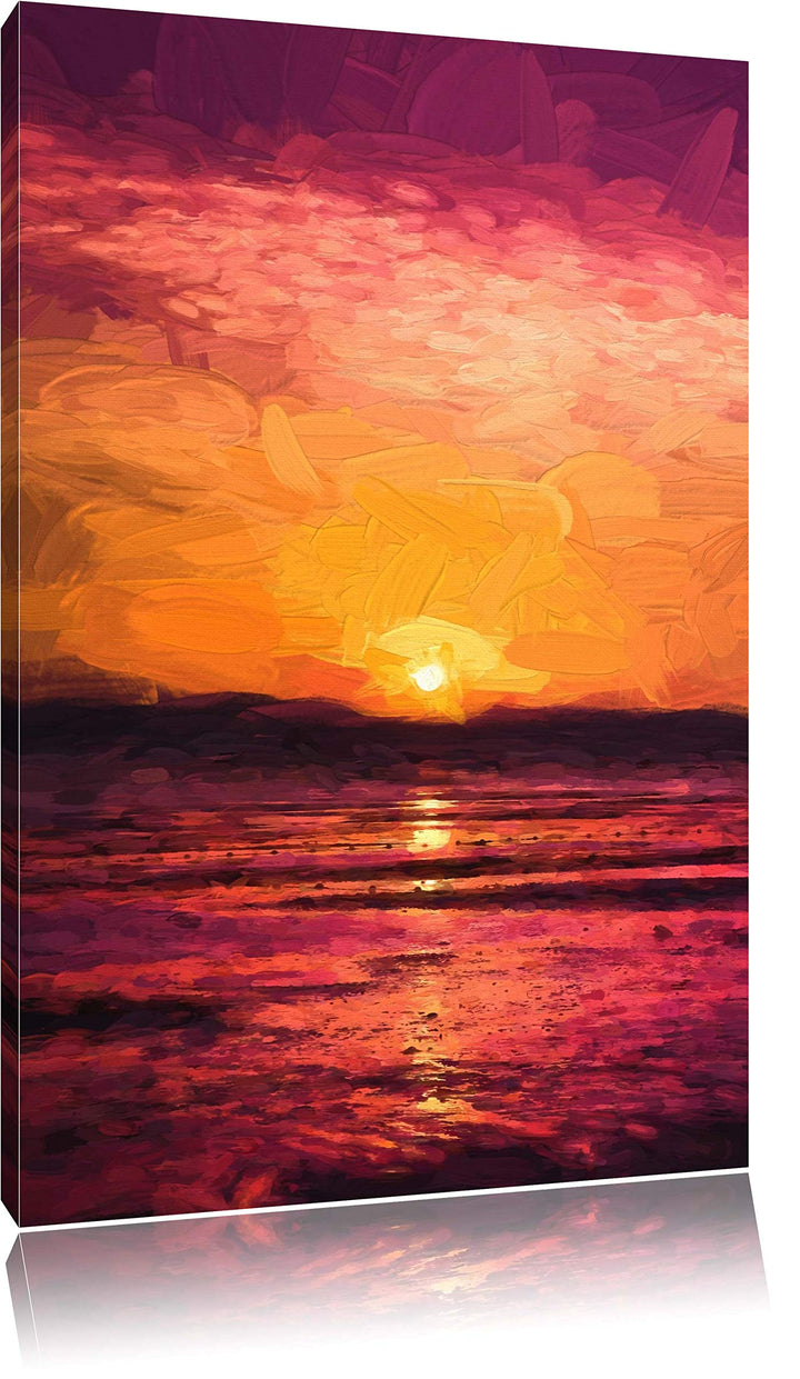 Pixxprint Sonnenaufgang über Meer als Leinwandbild/Grösse: 100x70 cm/Wandbild/Kunstdruck/fertig besp