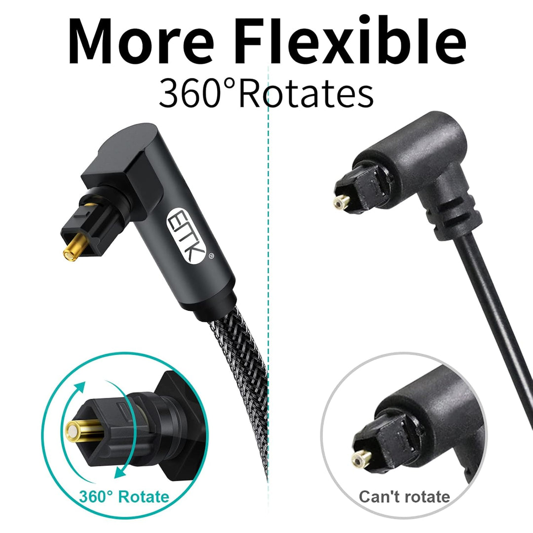 EMK Optisches Kabel, 360 Grad Rotierend Optisches Kabel Winkelstecker, Digital Optisches Kabel Gewin