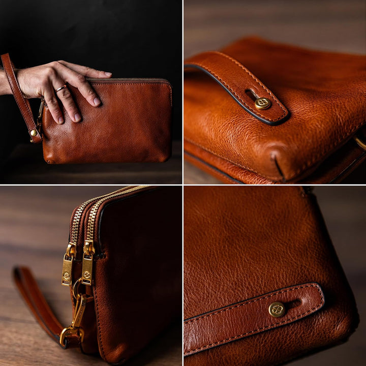 Time Resistance Leder Clutch für Herren – Organizer Tasche für Herren – Handgelenktasche – Aktentasc